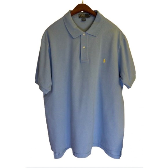 Polo Ralph Lauren Shirt Mens 2XB Big Blue Short Sleeve Polo Embroidered Logo - Picture 1 of 4